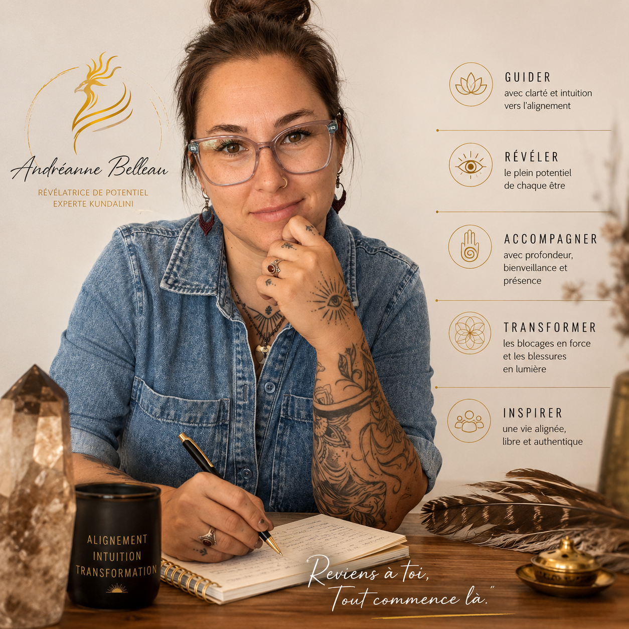 Andréanne Belleau, révélatrice de potentiel et experte Kundalini, en écriture